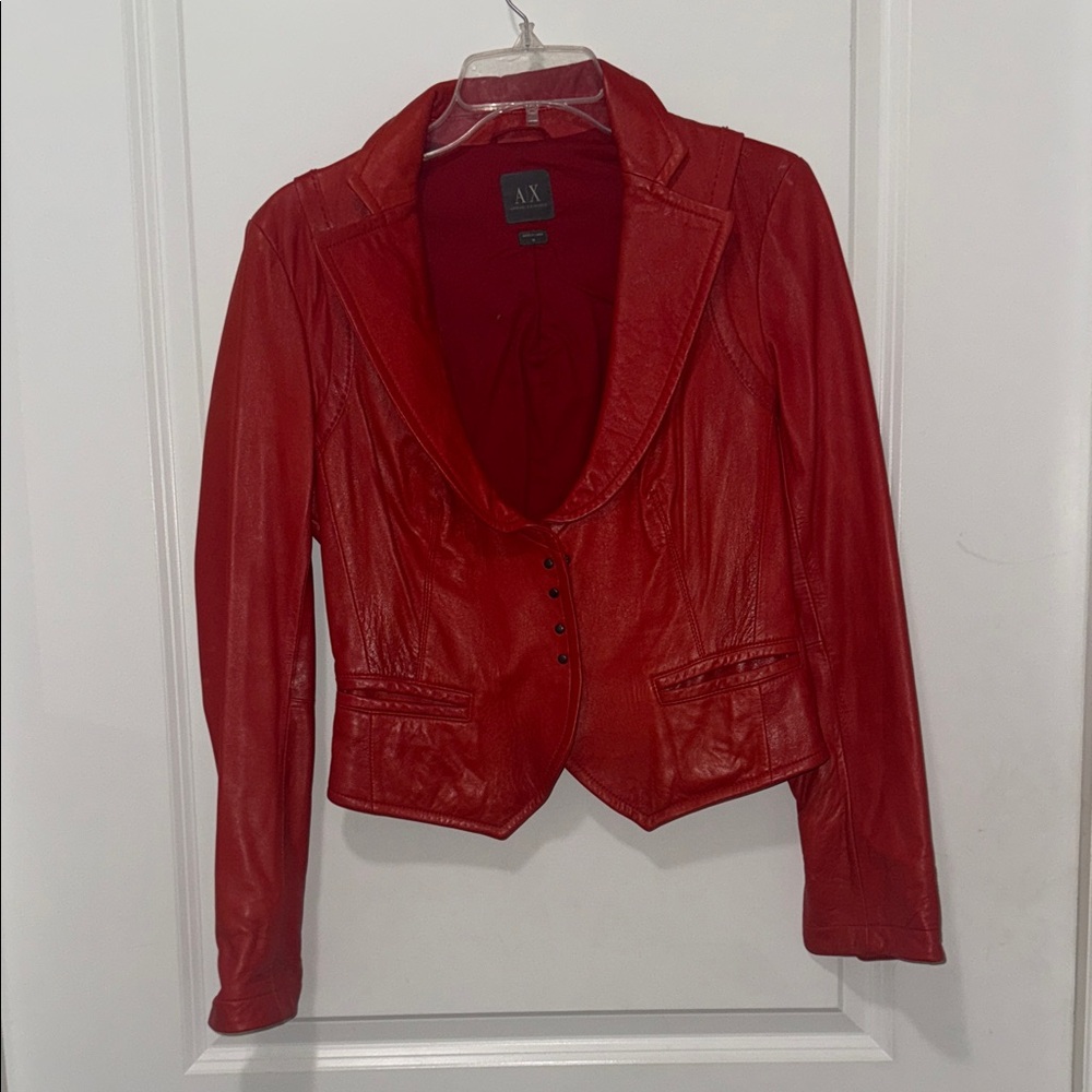 Armani Exchange Red 100 % Leather Blazer